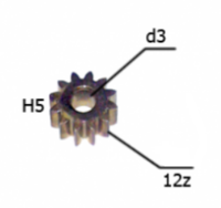Шестерня двигателя шуруповерта (17) внутр.d 3мм, внеш.d 8,6мм, высота 5мм, 12 зубов